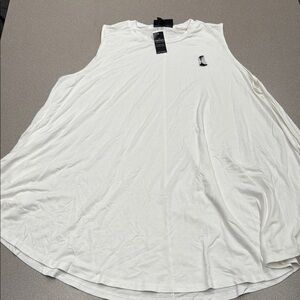 Lane Bryant White Sleeveless Relaxed Muscle Tee